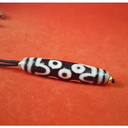 Old quality brown thick lines cinnabar elephant male agate dzi pendant necklace natural double tiger teeth multi-eye Nationality