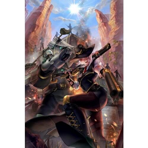 Print Game Overwatch Bob and Ash Sexy Girl Art Canvas Poster Custom Painting 16x24 24x36 Inch Bedroom Home Wall Picture