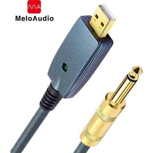 USB to Guitar Cable Interface Male to 6.35mm Jack Electric Guitar Accessories Audio Connector Cord Adapter for Instrument 3M