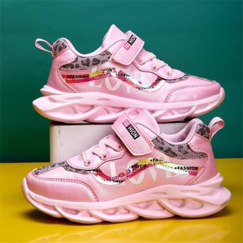 Pink Kids Sneakers Lightweight Girls Running Sport Shoes Boys Fashion Casual Walking Shoes Children Pu Leather Tenis Sneakers