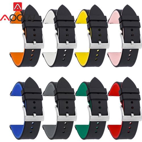 20mm 22mm Silicone Sport Strap Raised Center Waterproof Men Replacement Band for Samsung S3 Huawei Watch GT 2 46mm Amazfit GTR 2