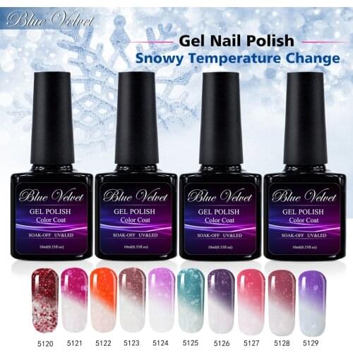 Blue Velvet 10ml Soak Off UV Gel Snowy Temperature Change Gel Nail Polish Long Lasting Lacquer Nail Art