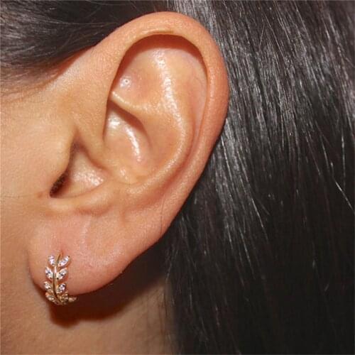 Stylish Women Leaf Earrings Crystal Hoops Stud Dangle Rhinestone Ear Studs Earrings Trendy Jewelry Decoration Gift