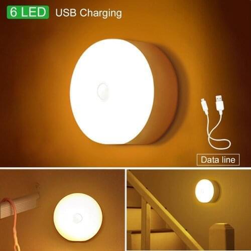 LED Night Light Mini Round Wireless Motion Sensor Lights Control No Flicker Nightlight Wall Lamp For Children Kitchen Bedroom