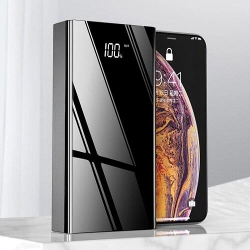 40000mAh Power Bank 4 USB Portable Charger Mirror Screen LED Digital Display Powerbank External Battery Pack Poverbank for Phone