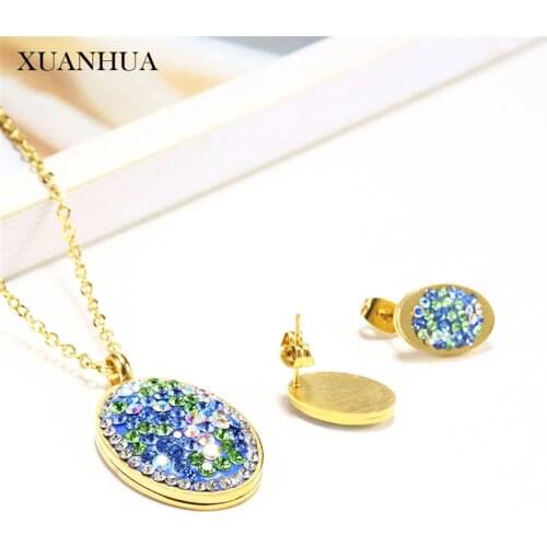 XUANHUA Necklace Set Of Earrings Female Stainless Steel Woman Jewelry Sets Fashion Jewellery Accessories Free Shipping