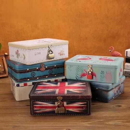 Retro Iron Horse Mouth Iron Belt Lock Large Jewelry Box Home Storage & Organization Makeup Organizer Jewelry Organizer