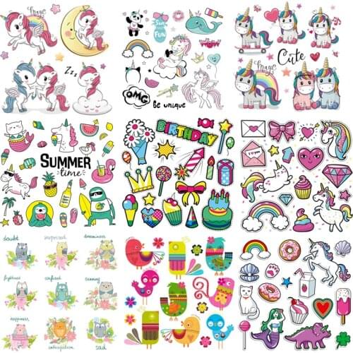 ZOTOONE Cute Animal Unicorn Parches Iron On for Kids Clothes Heat Transfer DIY Stickers Washable Appliques E