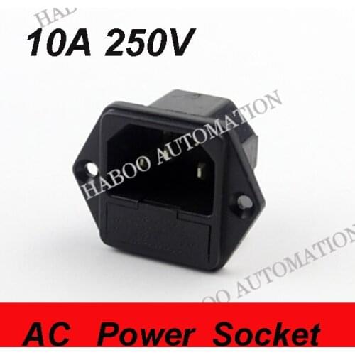 10PCS/LOT electrical power socket with protection cover 10A 250V ac power socket with fuse HB7-111 shipping free