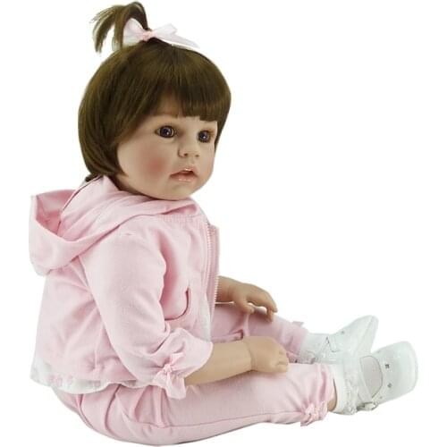 20 Inches Reborn Doll Soft Vinyl Baby Dolls for Girls Newborn Doll In Pink Clothes Kids Playmates Toy Children Christmas Gift