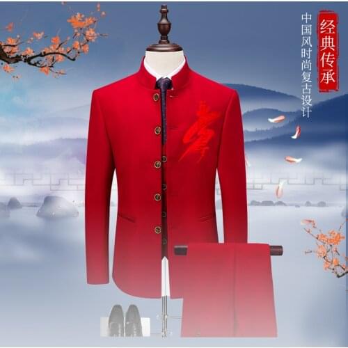 2021 mens Chinese style young business slim Mao suit large size S-6XL/ mens suits 3 piece / man Fashion suit slim fit Blazers
