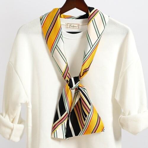 2021 Designer Long Silk Scarf for Women Print Skinny Neck Foulard Lady Head Hair Collar Ribbon Tie Kerchief Bag Scarves New