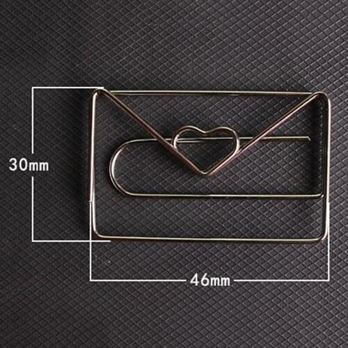30mmx46mm Metal Silver Color Heart Shape Paper Clip Cute Bookmark Tag Clip