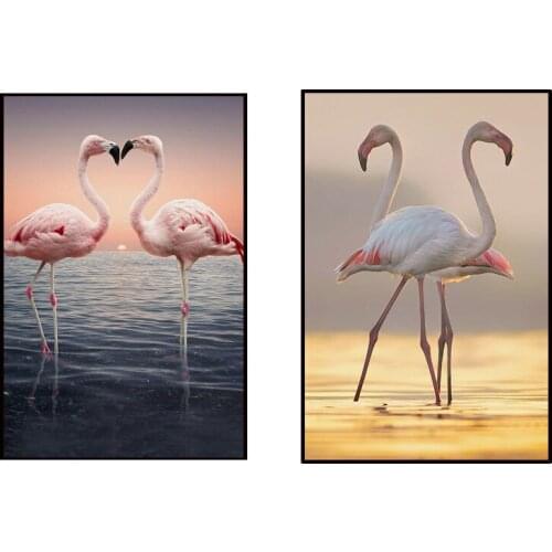 5D Diamond Painting Nordic Love Flamingos Seaside Beach DIY Round Full Diamond Embroidery Kit Home Decoration Crafts