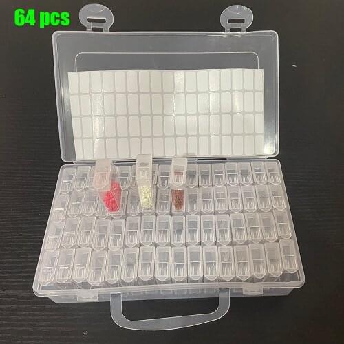 64/128/192/256 Pcs Diamond Painting Cross Stitch Tools Beads Container Embroidery Storage case Accessory Mosaic Convenience Box