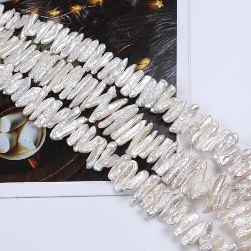 7-8mm White Natural Freshwater Biwa Pearl Strand Grade AA For Jewelry Making