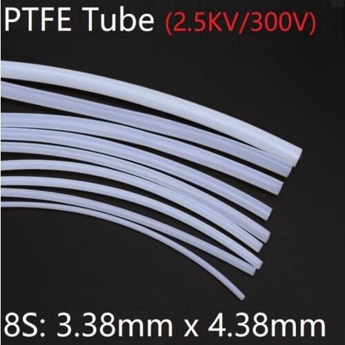 8S 3.38mm x 4.38mm PTFE Tube F46 Insulated Capillary Heat Protector Transmit Hose Rigid Temperature Corrosion Resistance 600V
