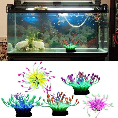 Aquarium Glowing Effect Gooseneck Coral Artificial Ornament for Fish Tank Coral Shrimp Hideouts Aquarium Decoration C42