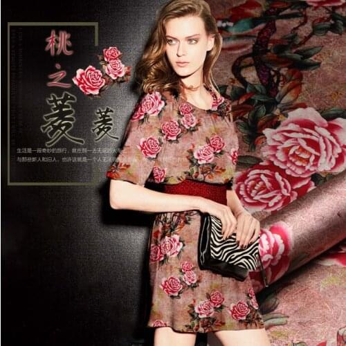 CNUM SP761 Pure Silk/ Peony Series /Silk Fabric 93% Silk 7% Spandex Elastic/ Width 1.29yd Thickness 19mm/ Unit: Meter