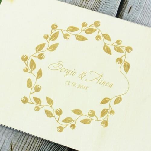 Wooden Guest Book for Wedding Signature DIY Photo Album Rustic Country Wedding Decoration Custom Name & Date Guestbook