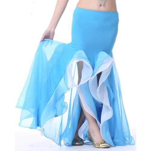 Cheap Bollywood Dance Costume Belly Dance Fishtail Maxi Skirt 2 Layer