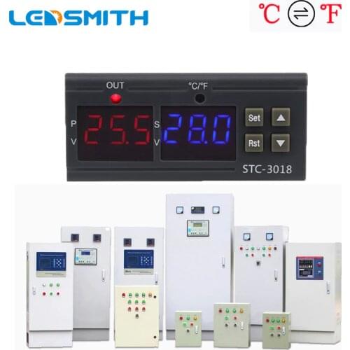 Dual Digital Temperature Controller STC-3018 12V 24V 110-220V Celsius & Fahrenheit Thermoregulator Thermostat Switch