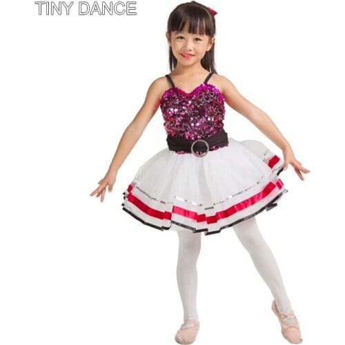 Ready to Ship Jazz Ballet Dance Costume for Girls, Sequin Dress Performance Costume Ballet Dance Tutus 15014
