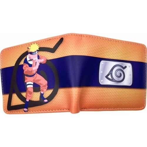 Kakashi Sasuke Black Leaf Village Konoha Ninja Wallet PU Leather Short Purse with Coin Pocket