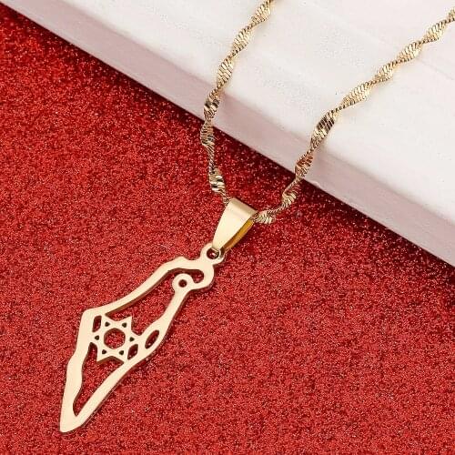 Israel Map Pendant Necklace Hexagram Jewish Jewelry Magen David Jewelry Star of David