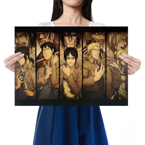 2021 Latest Anime Attack Giant Character Collection Jaeger Kraft Paper Printing Publication Retro Poster Decor Painting Stickers