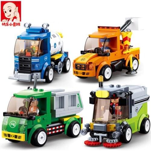 City Garbage Building Blocks Classification Truck Cards Sanitation Truck Bricks Educational Toys For Children Gifts