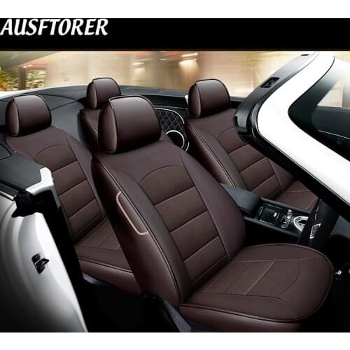 AUSFTORER Leather Seat Covers for Mercedes-Benz C180 C 200 200K 250 300 350 400 450 Seat Cover Set Cowhide Car Seats Accessories