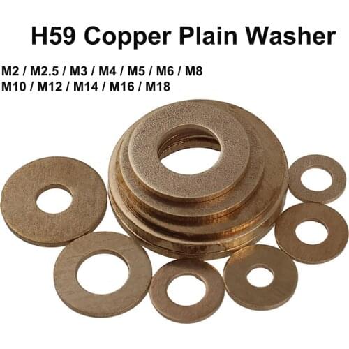 H59 Brass Plain Washer Copper Gaskets M2 M2.5 M2.6 M3 M4 M5 M6 M8 M10 M12-M18