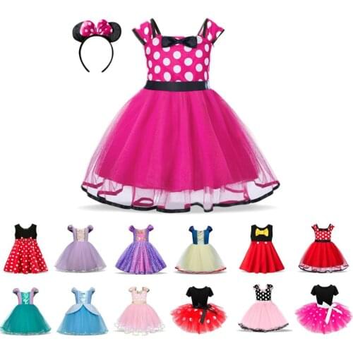 Fancy 1 Year Birthday Party Dress For Girl Cosplay Mini Mouse Dress Up Birthday Halloween Disguise Princess Clothes For 0-6 Ys