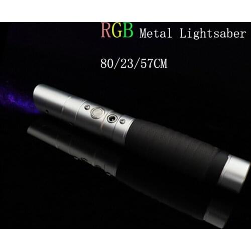 Metal Handle Cosplay Lightsaber RGB 7 Colors Change Laser Sword Heavy Dueling Sound Two In One Switchable Saber Toys Full Gift