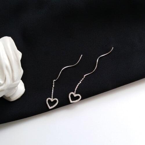 Mihan Sweet Jewelry Korean Style Simple Heart Earrings Personality Wave Stick Drop Earrings For Youth Girls Party Gifts