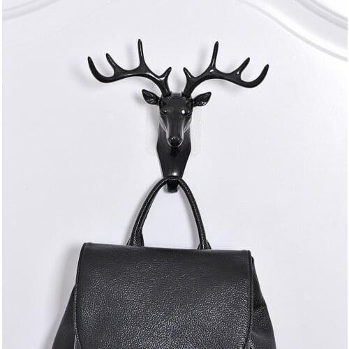 Fashion Elk Head Seamless Wall Hook Three-dimensional Wall Hanging Plastic Sticky Hook Suitable for Living Room Bathroom Room