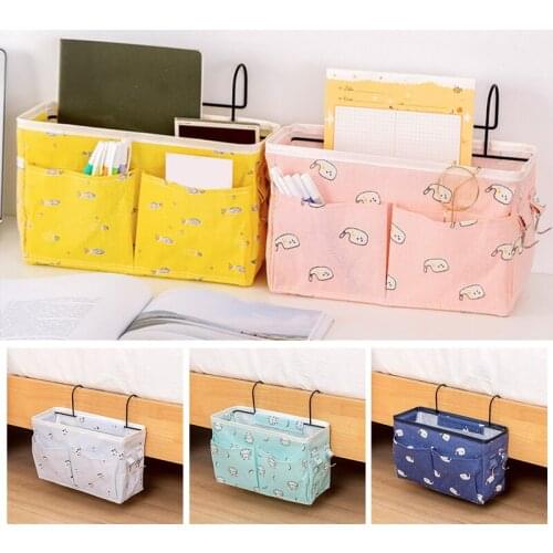 Imitation Linen Printing Washable Storage Bag Fabric Bedside Hanging Storage Bag Household Sundries Storage Hanging Bag
