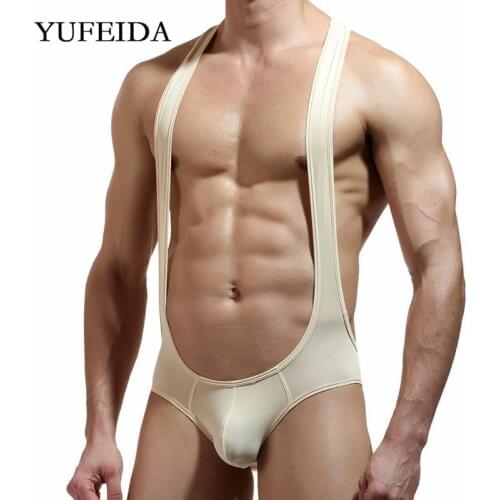 Sexy Mens Pajamas Onesies Underwear Undershirts Wrestling Singlet Stretch Leotard Gay Bodysuit Jumpsuits Male Briefs Penis Pouch
