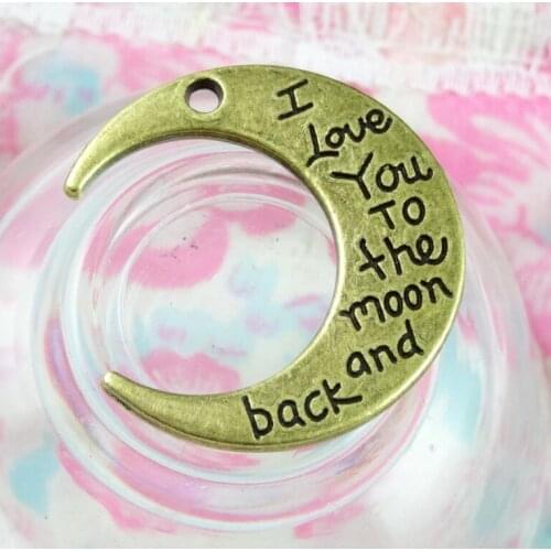 20pcs 29*27.5MM Antique Bronze Plated Moon Charms Pendant DIY Handmade Jewelry Accessories