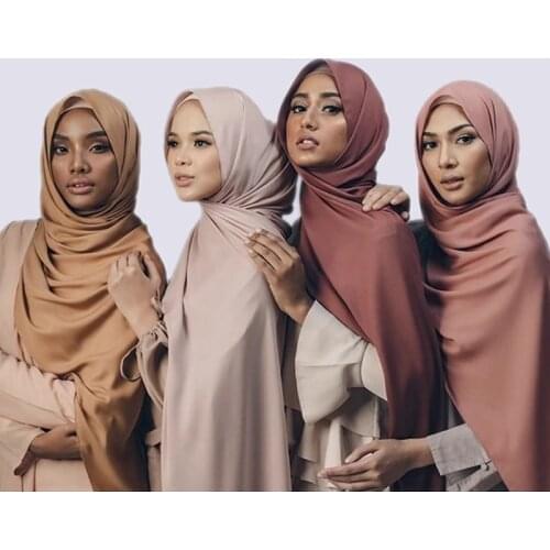 Popular 2021 New Style Muslim Hijabs Scarves/scarf Women Plain Bubble Chiffon Scarf Hijab Wrap Solid Shawls Headband Underscarf