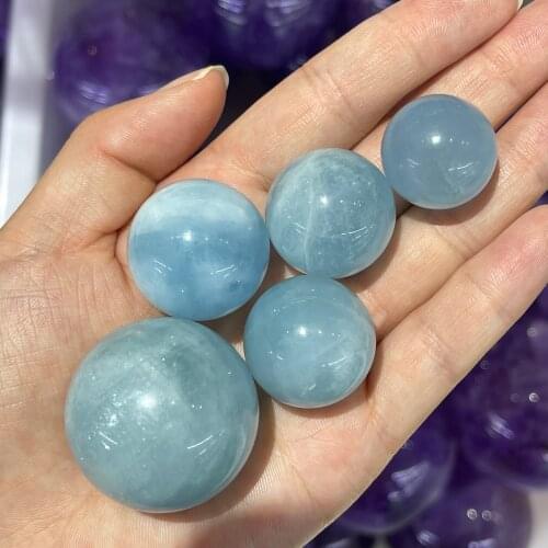 Natural Aquamarine Crystal Ball Healing Crystal Quartz Mineral Decor Gift