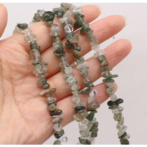 Spaced Beads Natural Stone Green Rutilated Quartz Gravel Beaded for Jewelry Making DIY Bracelet Necklace Accessories Gift 5-8mm