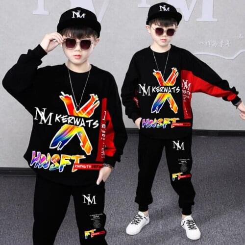 Boys' Sweatshirt Kids Sports Suit 2021 New Spring Autumn Childrens Sports Clothes Korean Version Handsome Set Hoodies+Pants