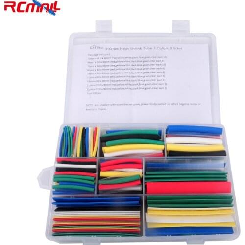 392 Pcs Heat Shrink Tubing 7 Colors 9 Sizes Tube Wrap Sleeve Set Combo Assorted 2:1 40mm 65mm 90mm for iphone Cable