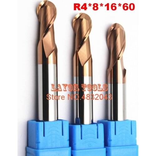 R4*8*16*60 Carbide ball nose end mill ,cnc controller spindle carbide,milling cutter R4.0 ,the lathe tool,CNC milling tools