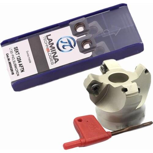 10PCS SEKT1204 AFTN LT30 Carbide Inserts + 1PC KM12 50-22 Milling Cutter CNC Turning Tool Lathe Cutter Tools Cutting Tool Set