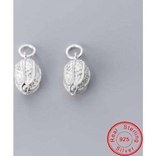 UQBing Wholesale Single Peanut 925 Sterling Silver Charms For Jewelry Making joyas de plata 925