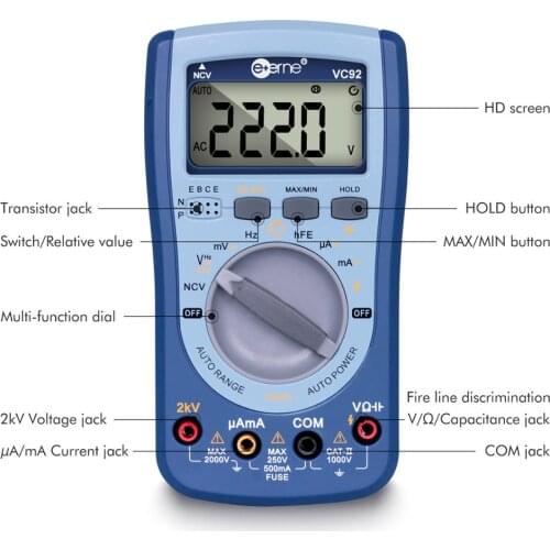 VC92/VC94 Oscilloscope Multimeter LED Handheld Digital Automatically Capture Waveform Signal AC/DC Current Store 100 Datas
