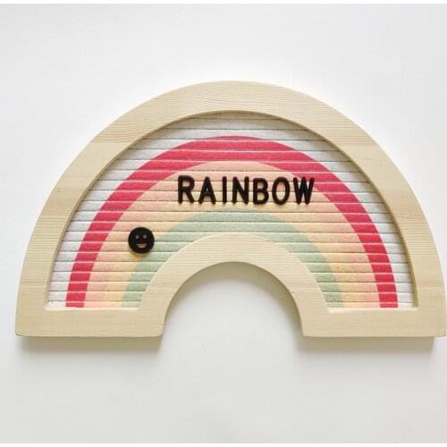 Felt Letter Board Changeable Rainbow Wooden Message Board Character Sign Baby Shower Wedding Party Decor Letterboards Frame